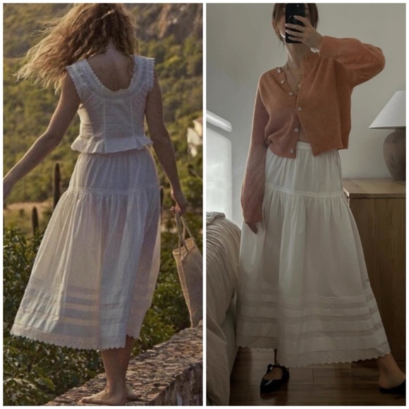 Doen Dresses & Skirts - NWT DOEN Sebastiane Tiered Powder White Organic Cotton
Poplin Maxi Skirt SZ M